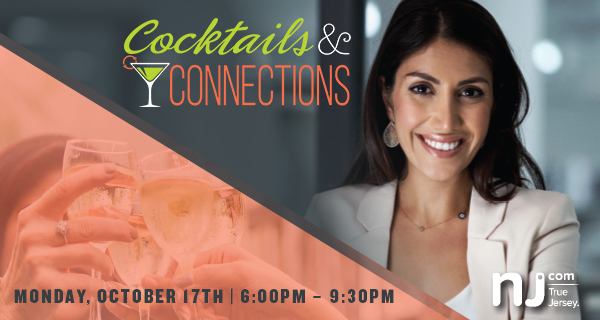 Cocktails & Connections logo with businesswoman and women making a toast with wine glasses. Monday, October 17th | 6:00PM – 9:30PM.